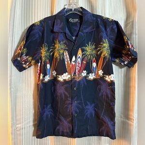 VTG Favant Shirt Adult size small Blue Hawaiian Button Up Short Sleeves Mens
